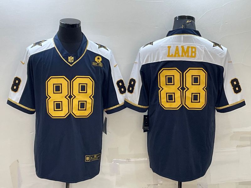 Men Dallas Cowboys #88 Lamb Blue Gold Thanksgiving 2022 Nike Limited Vapor Untouchable NFL Jersey->women nfl jersey->Women Jersey